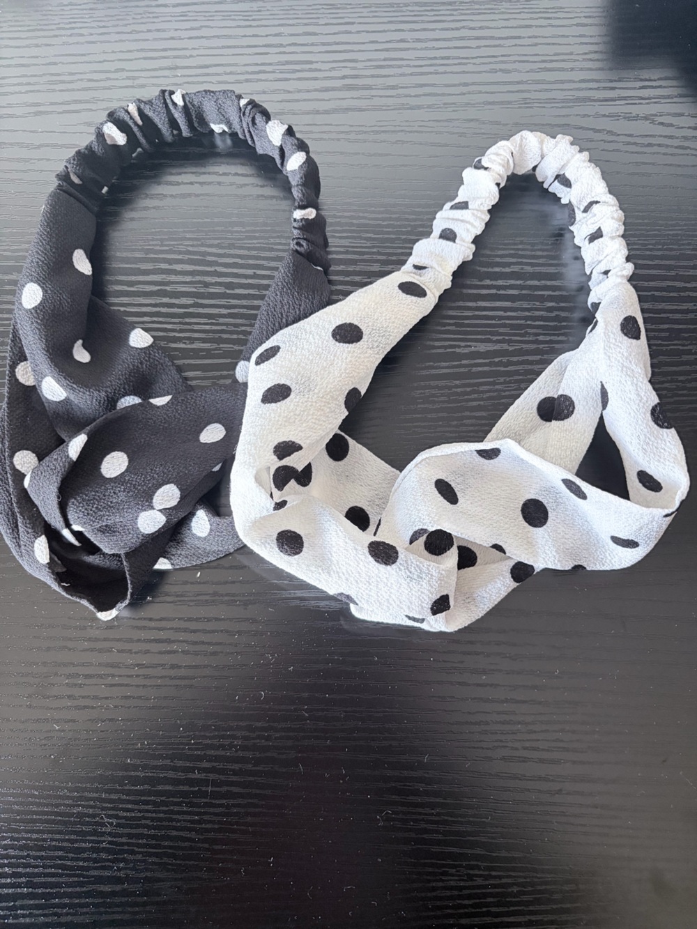 NWOT SHEIN Black and White Polka Dot Twist Headband Set
